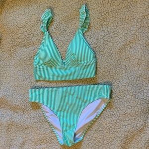 Aerie Gingham lime green bikini